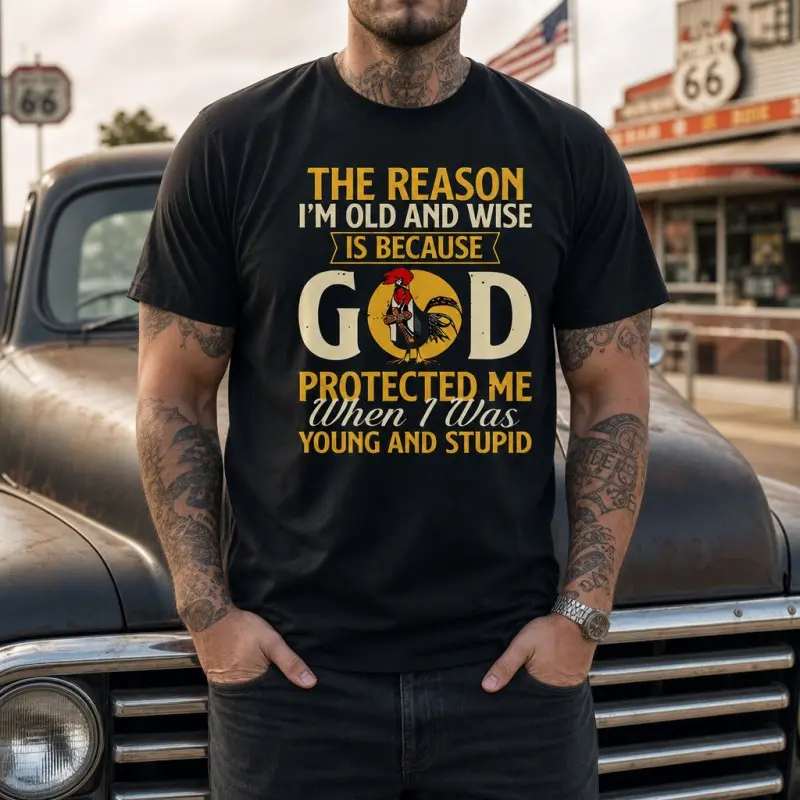 Vintage Fashion Quotes - Kaos Pria dengan Desain Ayam Jantan