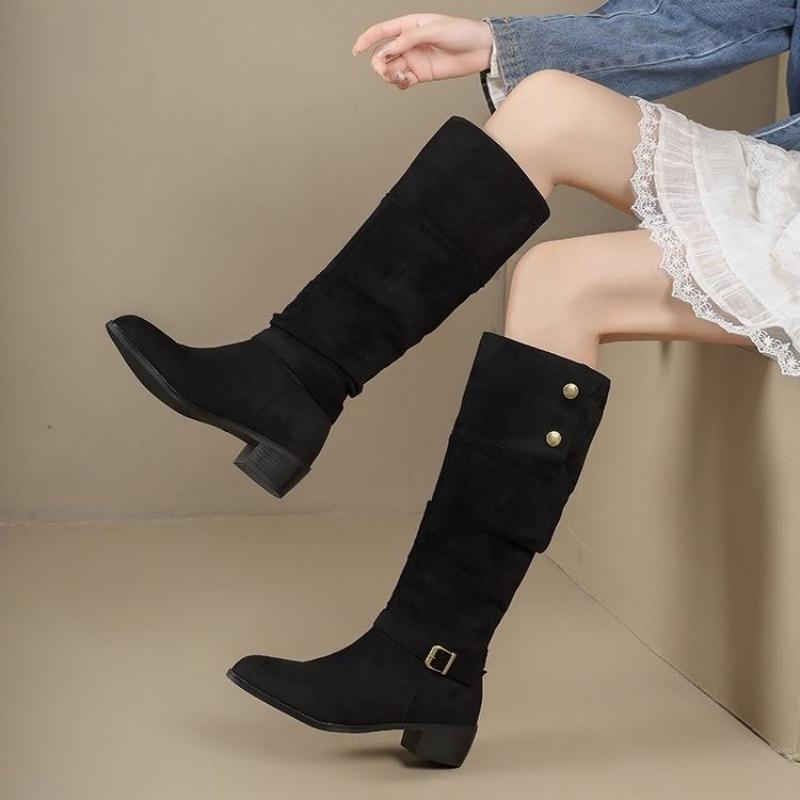 Vintage Fashion Online - Sepatu Bot Tinggi Wanita Suede Vintage,