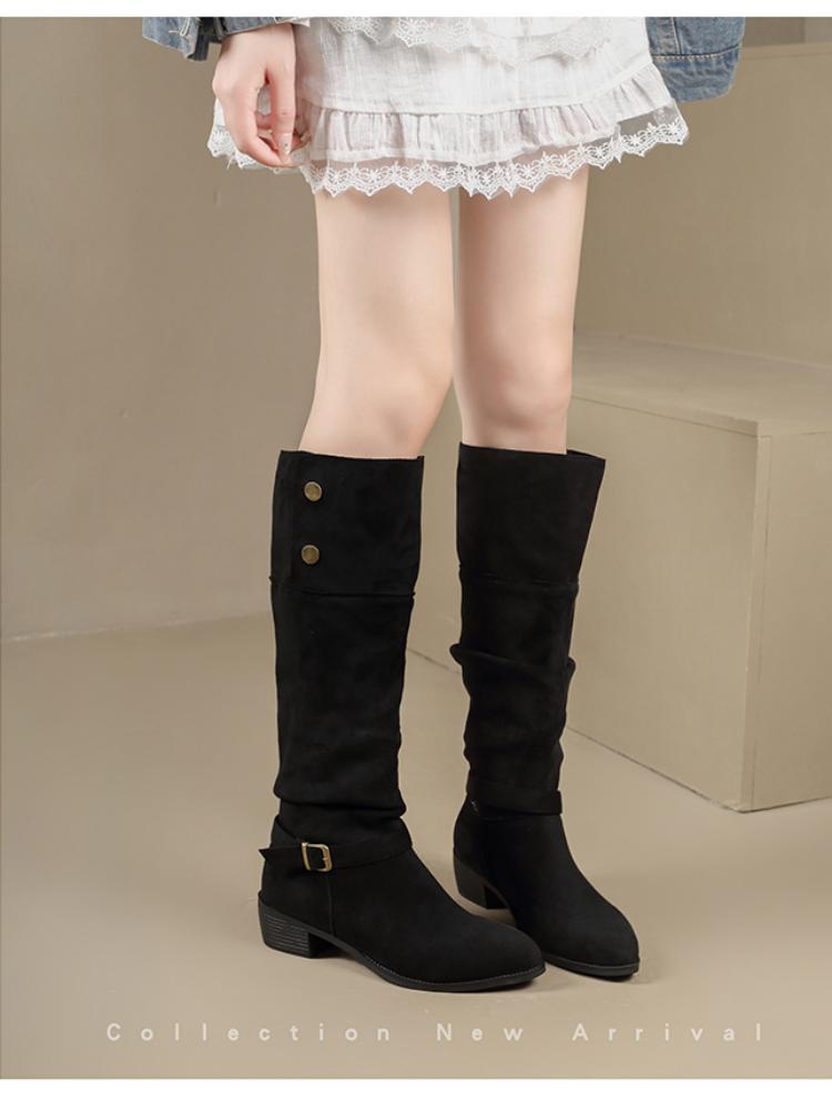 Sepatu Bot Tinggi Wanita Suede - Vintage Fashion Online ulasan dan harga